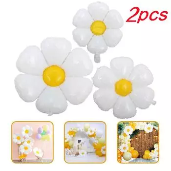 5 шт., 3 размера, воздушный шар из фольги с белым цветком ромашки, воздушные шары в виде подсолнуха, игрушки, реквизит для фотографий, украшения для свадьбы, дня рождения S 5PCS