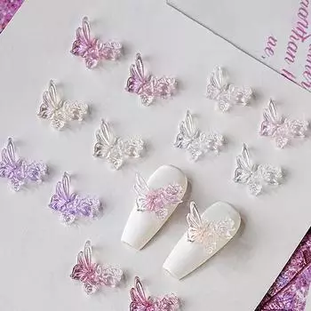 5 шт. 3D бабочки для дизайна ногтей, подвески из смолы, женские подвески для ногтей, банты, украшения для маникюра, салон Diy красный