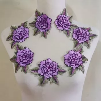 5 шт. 3D цветочная кружевная аппликация красивая цветочная нашивка воротник отделка швейные принадлежности для ремонта 12*9,5 см розовый