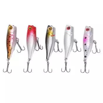 5 шт. 4,5 см 3,5 г рыболовные приманки окунь жесткие приманки поверхностные попперы приманки 3D глаза реалистичные приманки для