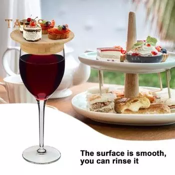 5 шт. 4-дюймовые крышки для бокалов для вина, подставки для колбасных изделий из бамбука, круглые крышки для бокалов для вина, тарелки для закусок для семейных посиделок, баров, ресторанов 5pcs