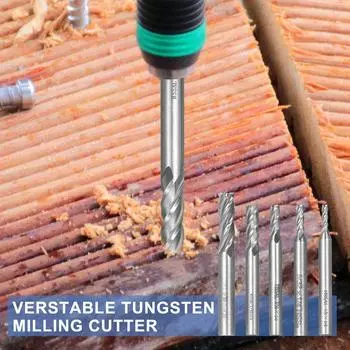 5 шт. 4-флейтовые концевые фрезы из карбида вольфрамовой стали, фрезы, фрезы, вращающиеся биты, инструмент 5pcs серебряный