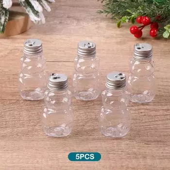 5 шт. 50 мл мини-бутылки для воды в форме мультяшного медведя с рождественским кулоном, бутылки для молока, чая, чашки для питья кофе, сока, бутылки для сока 5pcs золотой