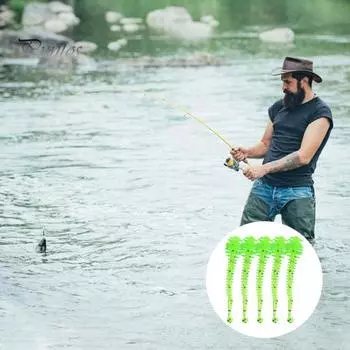 5 шт. 5,5 см/0,9 г мягкая приманка в виде головастика многосекционная цветная искусственная приманка из термопластичной резины для соленой воды пресноводные окуни судак форель рыболовные принадлежности зелёный