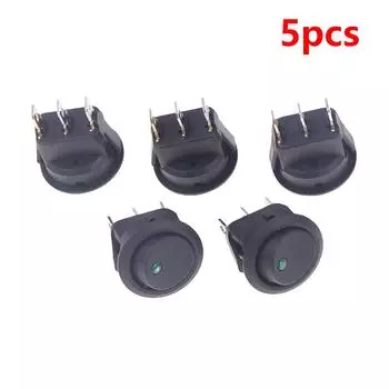 5 шт. 5 цветов кнопочный переключатель 3 контакта 12 В 20 А ампер автомобиль грузовик кулисный круглый тумблер светодиодный переключатель включения-выключения кулисный переключатель зелёный