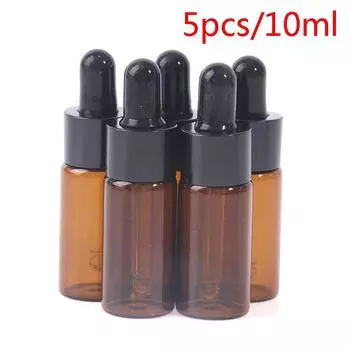 5 шт. 5 мл, 10 мл, 15 мл, 20 мл, янтарное стекло, флаконы-капельницы, флаконы с пипеткой для косметических духов, флаконы с эфирным маслом