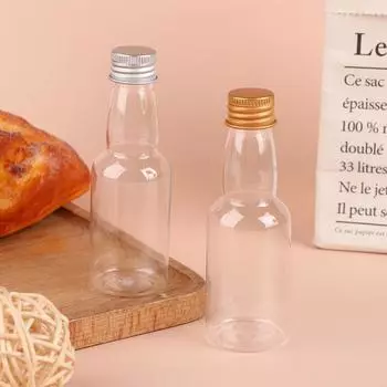 5 шт., 60 мл, набор мини-бутылок для спиртных напитков, пластиковые бутылки для спиртных напитков, серебряные/золотые колпачки, бутылки для алкоголя, контейнеры для молока, бутылка для вина золотой