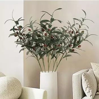 5 шт. 72 см искусственная оливковая ветвь ложная зеленая ветвь с фруктами подходит для семейной свадебной цветочной композиции офисное внутреннее украшение зелёный