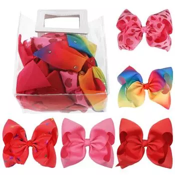 5 шт. 8 дюймов, большие большие бантики для волос, заколки из кожи аллигатора, разноцветные заколки для волос с единорогом, аксессуары для волос для девочек, малышей красный