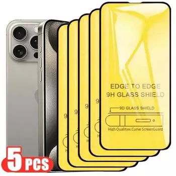 5 шт. 9D закаленное стекло для iPhone 15 14 13 12 11 Pro Max Защитная пленка для экрана для iPhone 15 14 Plus XR X XS MAX Защитное стекло iphone 11 чистый