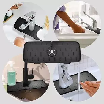 5 шт. абсорбирующий коврик для кухонного крана, брызгозащитный коврик для раковины, брызгозащитный коврик для столешницы из микрофибры, протектор для кухни и ванной комнаты 37x14&1PCS серый