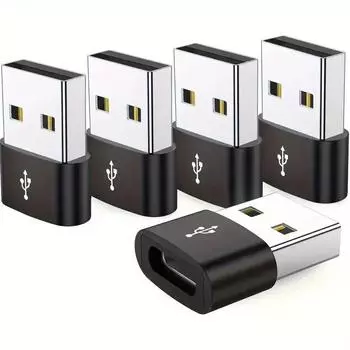5 шт. адаптеры OTG USB-USB C прочный металлический корпус универсальная совместимость, включая iPhone iPad Samsung S23 IWatch AirPods 5 PCS серебряный
