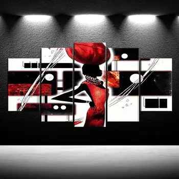 5 шт., африканские черные, красные печатные абстрактные 5 шт., картины, холст, настенный постер, картины без рамки, декор комнаты, современный 20x35 20x45 20x55cm