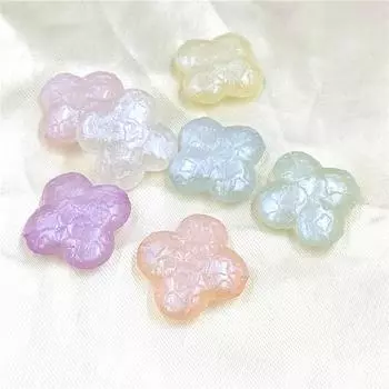 5 шт. акриловые бусины с мелким тиснением в форме четырехлистного клевера для изготовления браслетов, ювелирных изделий, креативные аксессуары «сделай сам» жёлтый