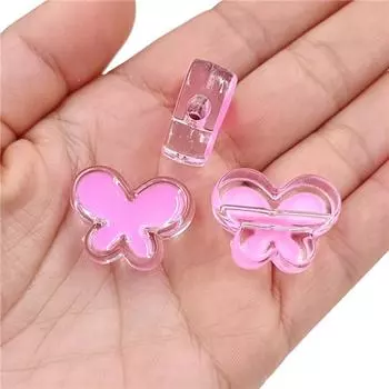 5 шт. акриловые модные бусины для браслета с бабочкой/четырехлистным клевером, сделай сам, материалы ручной работы, живопись, изготовление масляного ожерелья Butterfly жёлтый