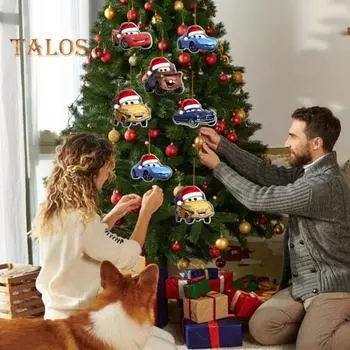 5 шт. акриловых автомобильных украшений, рождественских елочных подвесных украшений, деревенских украшений для дома, каминных венков на дерево 5pcs