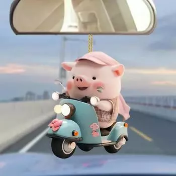 5 шт. акриловый кулон зеркало заднего вида украшение с шнурком легко повесить очаровательный кулон свинья украшение на рождественскую елку A