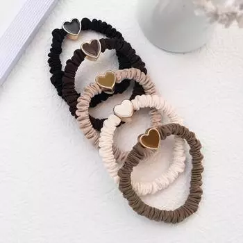5 шт. эластичные резинки для волос для девочек, милые повязки на голову с сердечками, атласные резинки для волос, держатель для хвостика для женщин и девочек, аксессуары для волос