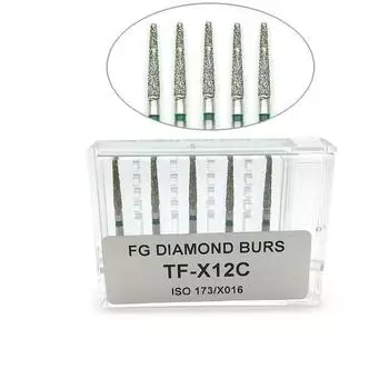 5 шт. алмазные высокоскоростные боры FG для полировки и сглаживания зубных боров TF-X12C TF-X12C зелёный