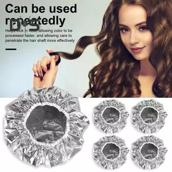 5 шт., алюминиевая фольга, теплая шапка для волос, многоразовая профессиональная обработка горячим маслом, глубокое кондиционирование, нагревательная обработка, шапка для ухода за волосами 28cm