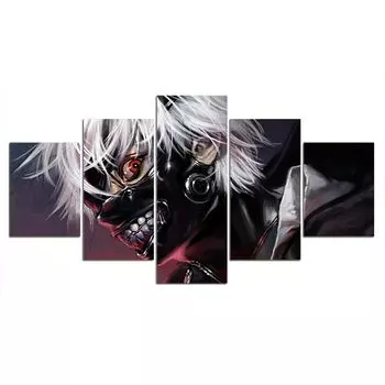 5 шт., аниме вурдалак, Токио, мультяшный декор, 5 шт., холст, плакат, HD печать, домашний декор, без рамки, 5 панелей, декор для комнаты, современный абстрактный 20x35 20x45 20x55cm