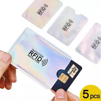 5 шт., анти-RFID-кошелек, блокирующий считыватель, держатель для банковских карт, защита для банковских карт, металлическая кредитная карта 5 PCS разноцветный