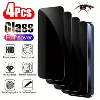 5 шт., антишпионская полноэкранная пленка для защиты конфиденциальности из закаленного стекла, защитная пленка для экрана для iphone 15 Pro Max 11 12 13 14 Plus ProMax 13/14/15ProMax iphone 15 Pro Max чёрный