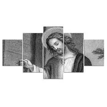 5 шт., эскиз Иисуса, серый Религия, 5 шт., картины, картины на холсте, искусство, HD печать, декор комнаты, настенный постер, домашний декор, без рамки 20x35 20x45 20x55cm