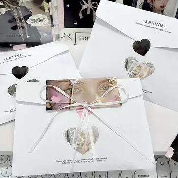 5 шт. эстетическое письмо из весеннего конверта из крафт-бумаги Kpop 3-дюймовая фотокарточка DIY упаковка Kawaii Girl Card Package