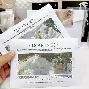 5 шт. эстетическое письмо из весеннего конверта из крафт-бумаги Kpop 3-дюймовая фотокарточка DIY упаковка Kawaii Girl Card Package