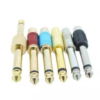 5 шт. аудио 6,35 мм 1/4 штекер моно штекер 6,5 мм к RCA гнездо адаптера разъем звуковой микшер позолоченный A