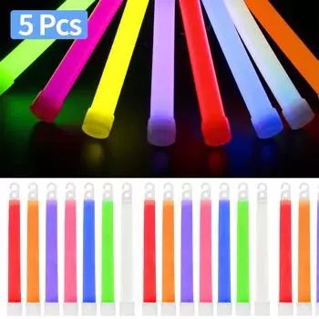 5 шт. аварийных светящихся палочек с крючком для использования на открытом воздухе, нетоксичное походное снаряжение для кемпинга, концертов, вечеринок, светодиодные светящиеся палочки
