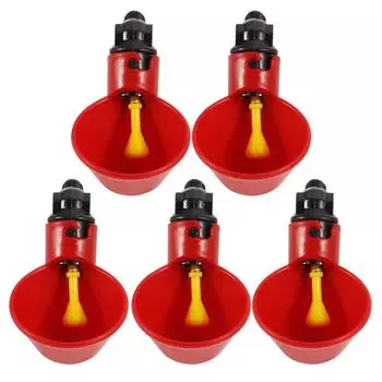 5 шт. автоматические поилки для курицы и птицы, чашки для питья воды, миски (Полукруглый держатель Красная чаша)