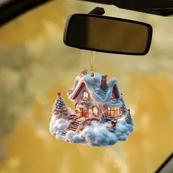 5 шт. автомобильное украшение акриловое рождественское украшение на елку 2024 подвесное украшение на окно с плоским принтом