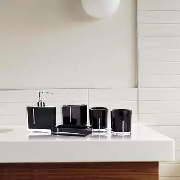 5 шт., аксессуар для ванной, держатель для зубной щетки, элегантный набор туалетных принадлежностей, дозатор мыла, блюдо чёрный