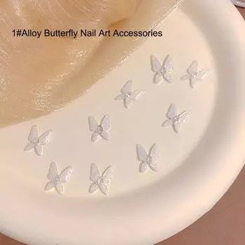 5 шт. бабочки для ногтей подвески сплав 3D бабочка блестящие украшения для ногтей украшения для дизайна ногтей 5 pcs