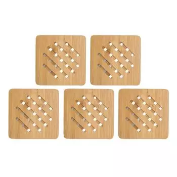 5 шт. бамбуковая подставка под горячее, коврик для стола, бамбуковая подставка под кастрюлю, термостойкость для горячих блюд, кастрюль, чаш, чайника