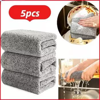 5 шт бамбуковый уголь для мытья посуды тряпки для мытья посуды кухонные полотенца чистящие средства 30*30Cm-5pcs