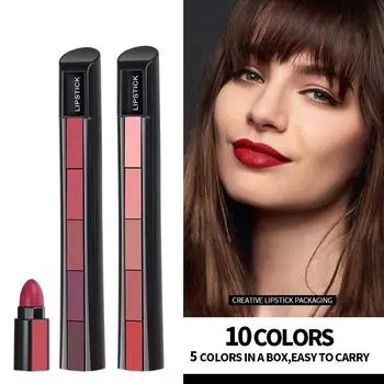 5 шт., бархатный набор губной помады, долговечная чашка с антипригарным покрытием, не выцветает, косметический набор для макияжа для девочек и женщин, блеск для губ, товары для губ RED 01