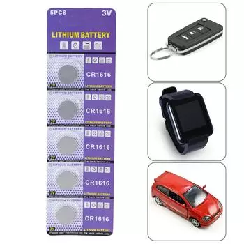 5 шт. батарейки-таблетки CR1616 3 В литиевые батарейки для замены для часов, калькуляторов, пультов дистанционного управления, игрушек