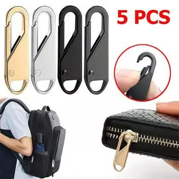 5 шт. бегунок для молнии, съемник, мгновенный ремонт молнии, сумка, замена, плохая пряжка, дорожная сумка, чемодан, головка молнии, сделай сам, швейное ремесло 5 PCS чёрный