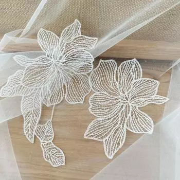 5 шт. Белая кружевная аппликация с цветочным мотивом, вуаль, лиф, сделай сам, принадлежности для рукоделия, ремонт белый