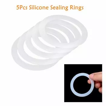 5 шт. белые мягкие гибкие сменные силиконовые прокладки шайбы уплотнительные кольца совместимы с кастрюлями Moka Express 1/2/3/6/9/12 39mm