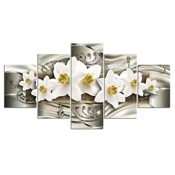 5 шт., белый цветок магнолии, 5 шт., картины, холст, настенный художественный постер, HD печать, домашний декор, без рамки, 5 панелей, современный декор комнаты 20x35 20x45 20x55cm