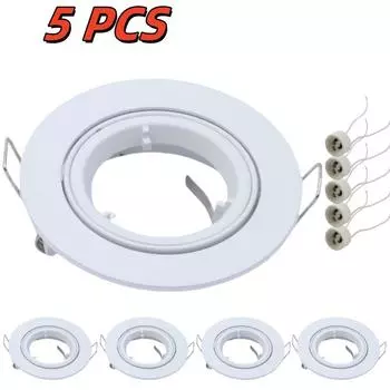 5 шт. Белый круглый встраиваемый светодиодный потолочный светильник с регулируемой рамкой и держателем лампы GU10