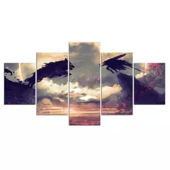 5 шт. BERSERK аниме манга холст картины печать стены книги по искусству холст картины Настенный декор для гостиной ад волк плакат без рамы 20x35cm*2 20x45cm*2 20x55cm*1