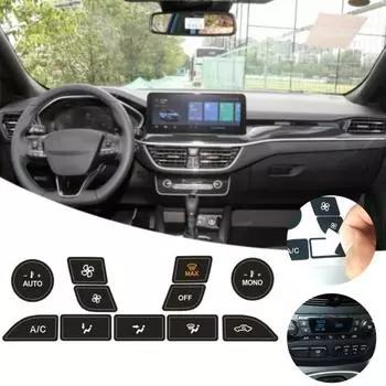 5 шт. безопасные наклейки A/C, ПВХ кнопки, ремонт салона автомобиля, серебристый/черный, автомобильные наклейки на кнопку кондиционера чёрный