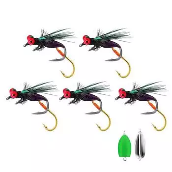 5 шт. Бионические рыболовные приманки с острым крючком, компактный дизайн, портативные, вращающиеся, для соленой и пресной воды, плавающие воблеры, приманки для нахлыстовой рыбалки A