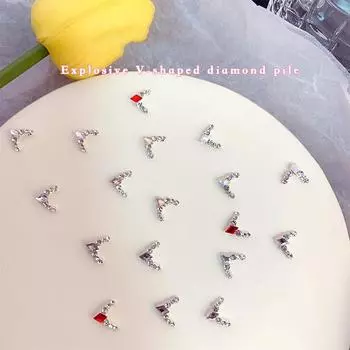 5 шт. блестящие бриллиантовые подвески для ногтей 3D V-образные подвески для ногтей драгоценные камни украшения для ногтей принадлежности A2