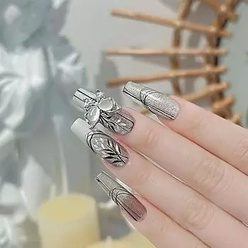 5 шт. блестящие украшения для ногтей «кошачий глаз», подвески-бабочки, ассортимент смоляных 3D-гвоздиков для украшения ногтей, аксессуары, принадлежности 1